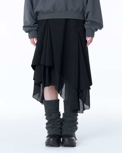 Unbalanced layered skirt BLACK