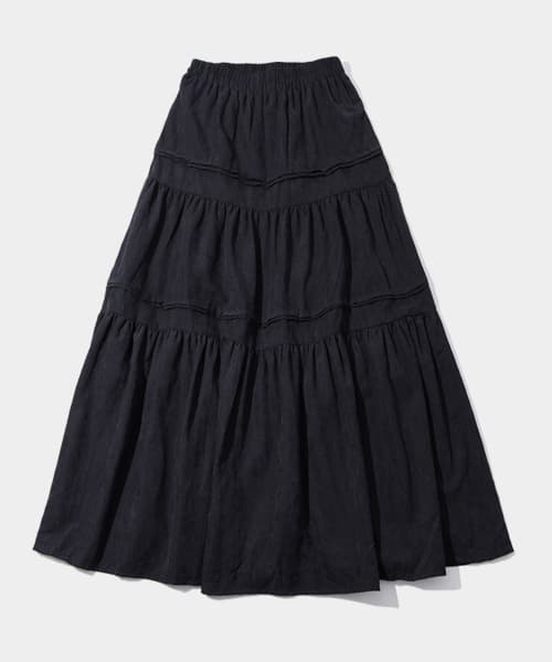 슬림핏 베이직 윈터 티어드 밴딩 롱 캉캉스커트