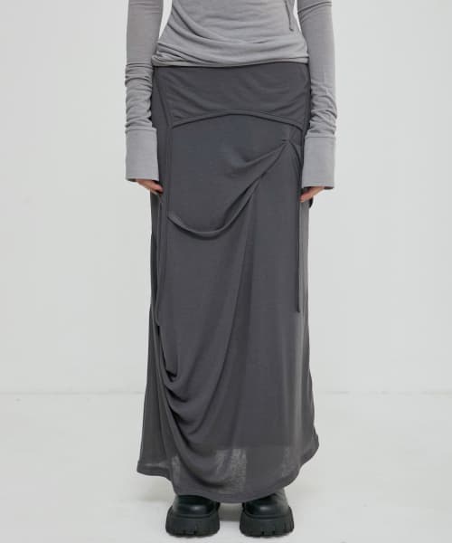 Asymmetrical Draped Long Skirt