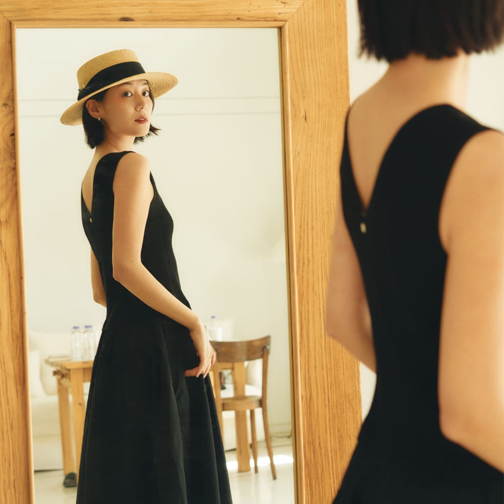 [묵화 PICK] 플린 니트우븐 패치 드레스 (2 Colors)