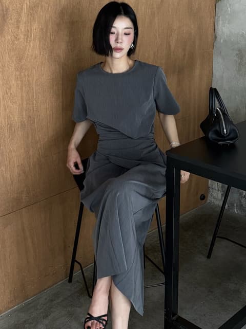 [이환PICK] DRAPE WAIST LONG DRESS_N6SON0418
